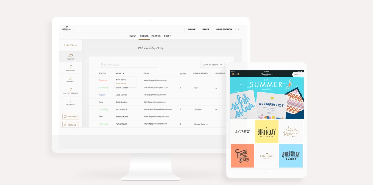 Paperless Post design explorations